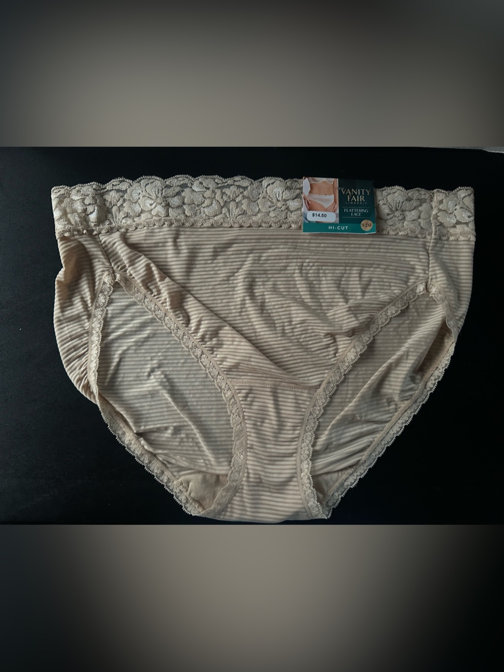 Vanity Fair Lace-Trim High-Cut Bikini Panty - Beige